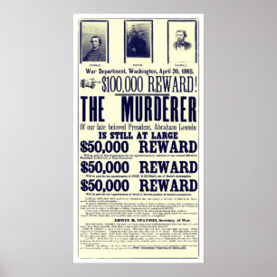Wanted Lincoln Murderer Print Poster