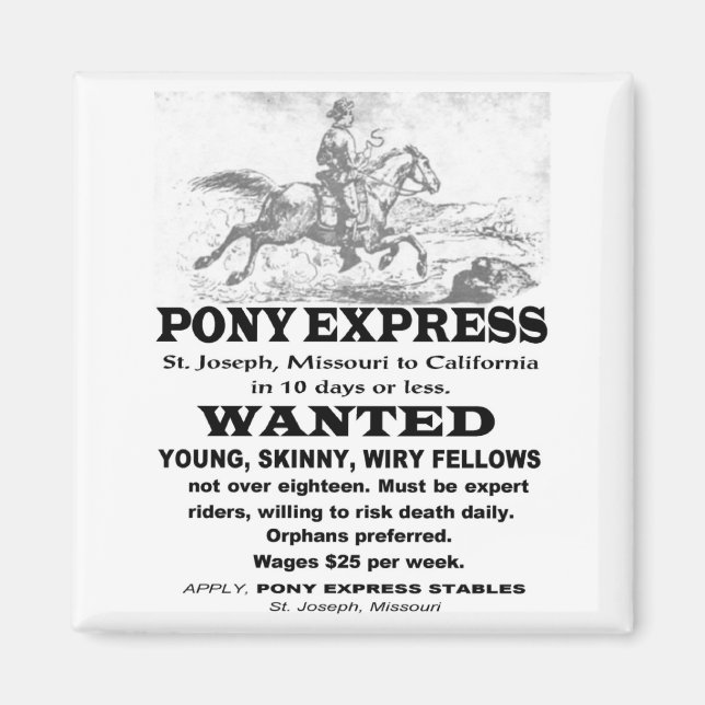 Wanted Pony Express Rider Magnet (Framsidan)