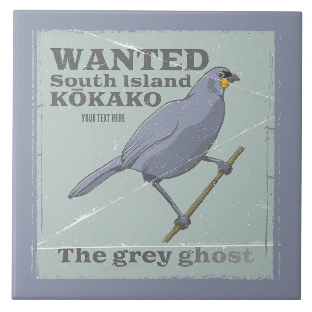 Wanted South Island Kokako Kakelplatta (Framsidan)