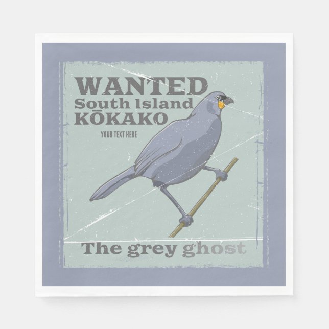 Wanted South Island Kokako Pappersservett (Framsidan)