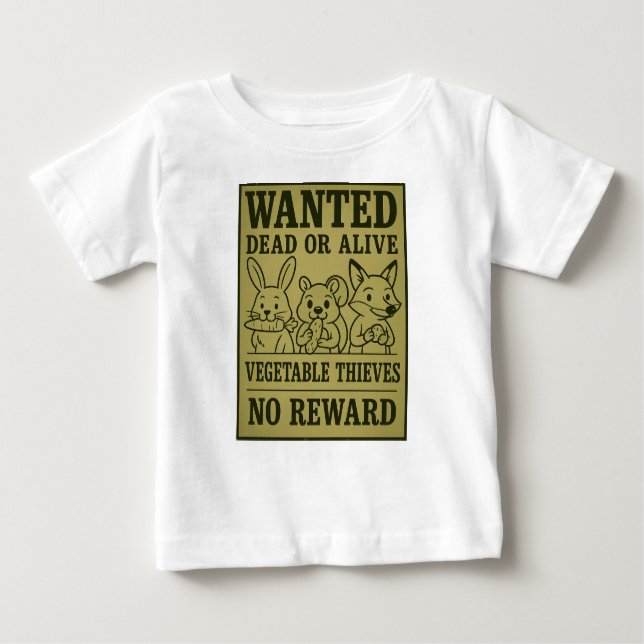 Wanted: Vegetable Thieves – Funny Cute Animal T Shirt (Framsida)