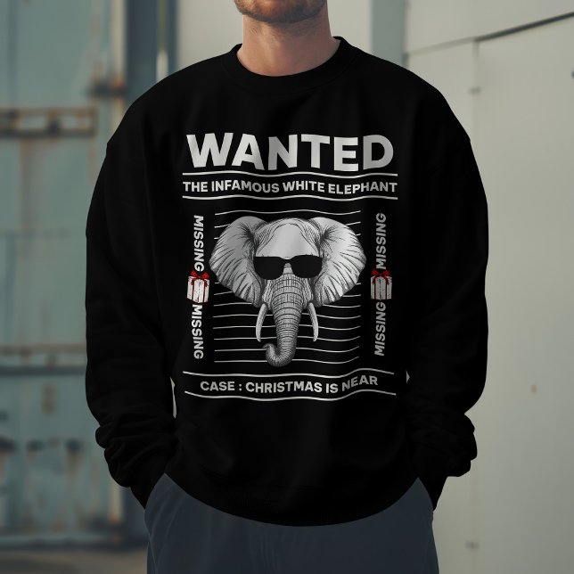 Wanted White Elephant Funny jul Lång Ärmad Tröja (Skapare uppladdad)