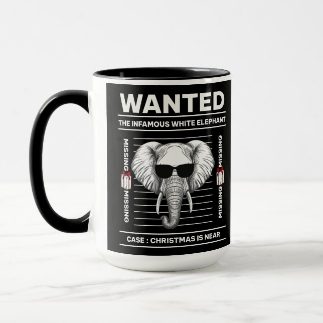 Wanted White Elephant Funny jul Mugg (Vänster)