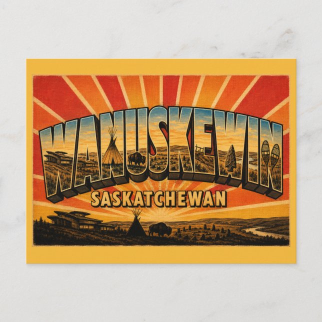 Wanuskewin Heritage Park Saskatchewan ursprungsbef Vykort (Framsida)