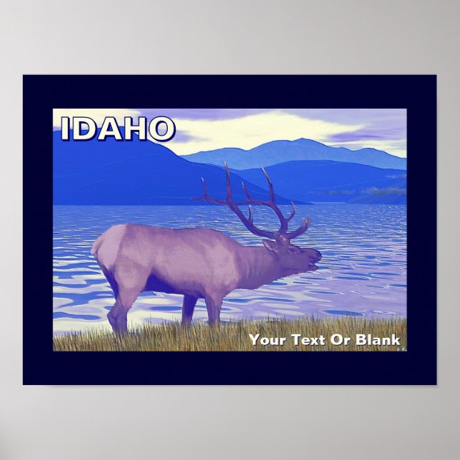 Wapiti (älg) vid sjön poster (Framsidan)
