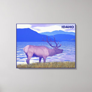 Wapiti (Elk) från Sjö Canvastryck