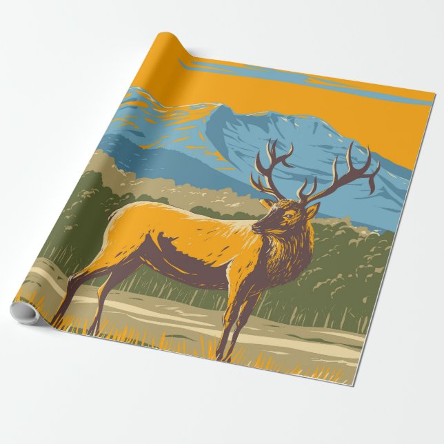 Wapiti i Rocky Mountain National Park Presentpapper (Utrullad)