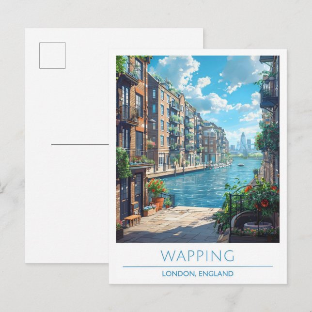 Wapping England Art Vintage resor Vykort (Fram/baksida)