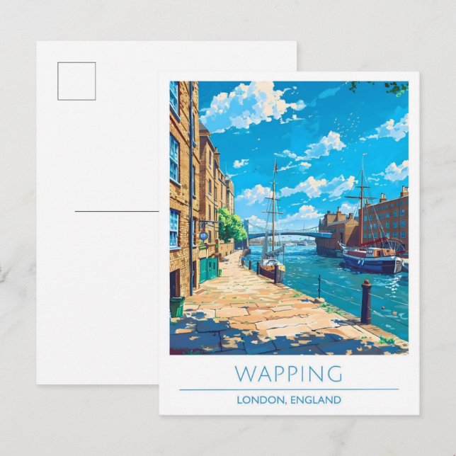 Wapping London England Vintage resor Vykort (Fram/baksida)