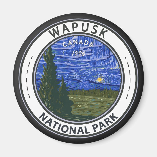 Wapusk National Park Canada Northern Ljus Badge Magnet (Framsidan)