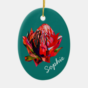 Waratah Australian, ursprungsblommans vattenfärg Julgransprydnad Keramik