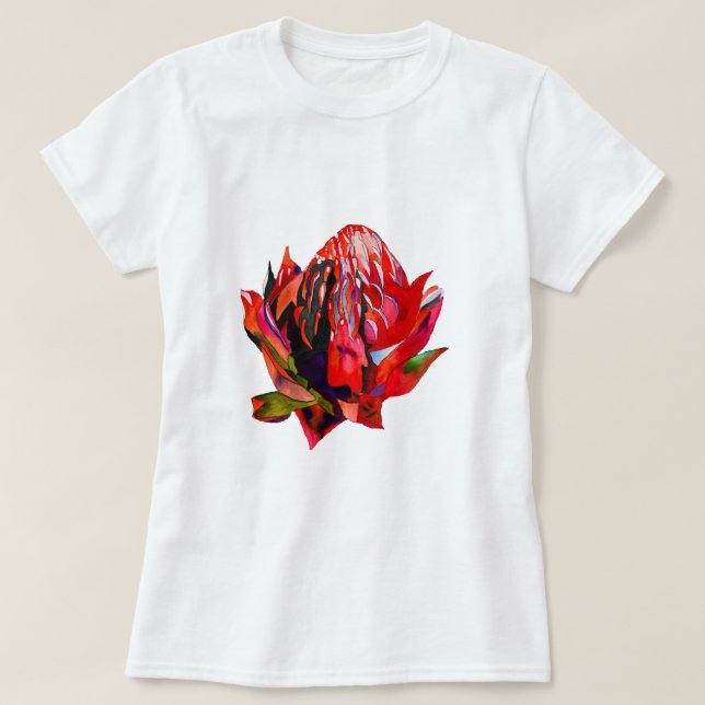 Waratah Australian, ursprungsblommans vattenfärg T Shirt (Design framsida)