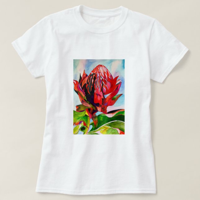 Waratah Australian, ursprungsblommans vattenfärg T Shirt (Design framsida)