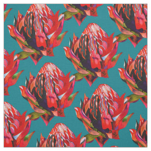 Waratah Australian, ursprungsblommans vattenfärg Tyg