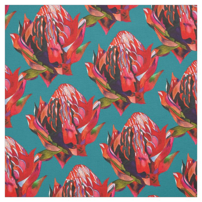 Waratah Australian, ursprungsblommans vattenfärg Tyg (Provkarta)