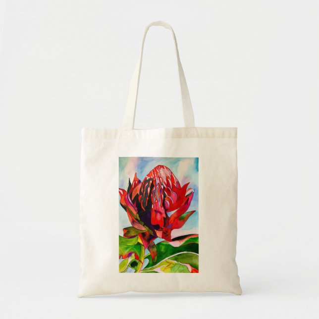 Waratah Australian, ursprungsblommans vattenfärg Tygkasse (Framsidan)