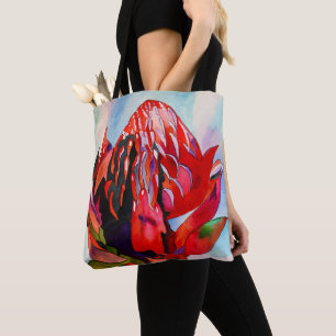 Waratah Australian, ursprungsblommans vattenfärg Tygkasse
