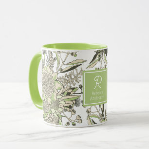 Waratah & Gumnut Eucalyptus - Grönt och vitt Mugg