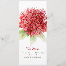 Waratah Red blommor bröllop-menyn Meny