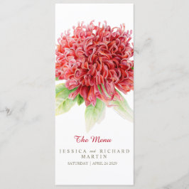 Waratah Red blommor bröllop-menyn Meny