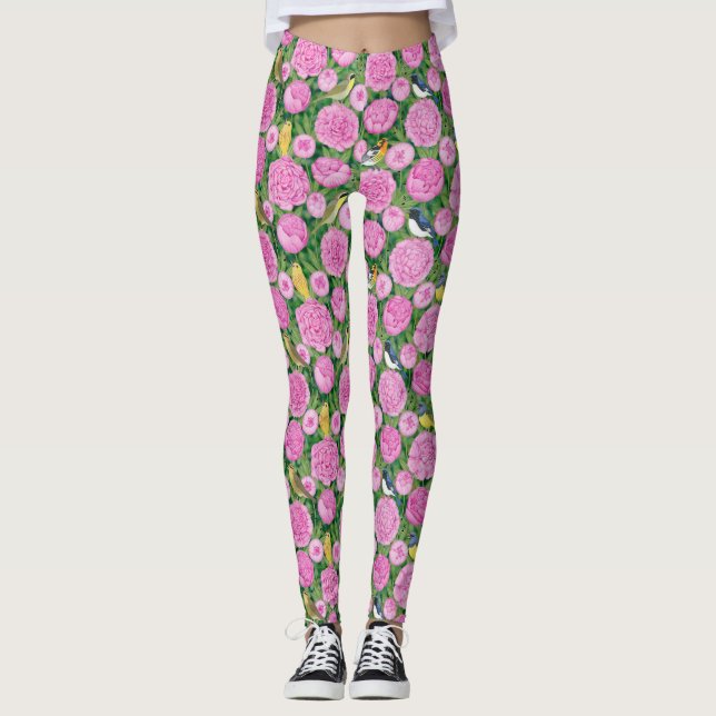 Warblers och peonies Tote Bag Leggings (Framsida)