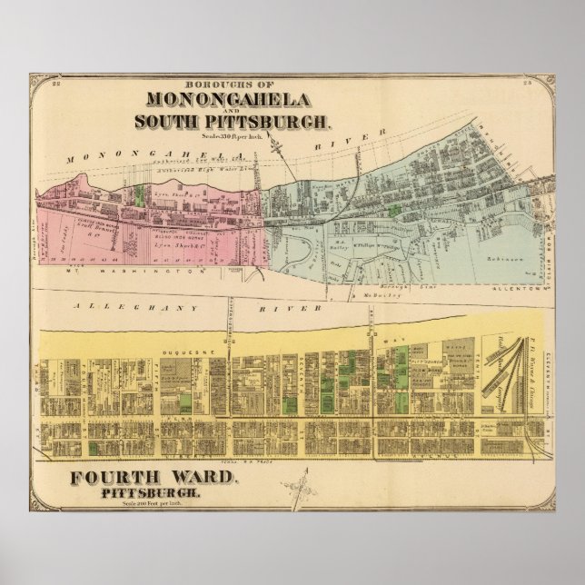 Ward 4 Monongahela, S Pittsburgh boroughs Poster (Framsidan)