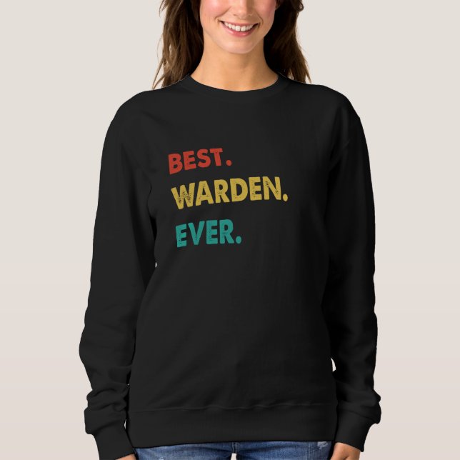 Warden Retro Best Warden Ever T Shirt (Framsida)