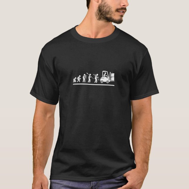 Warehouse Worker Evolution Funny Forklift Operator T Shirt (Framsida)