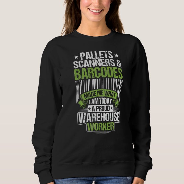 Warehouseman Pallets Scanners & Barcode Warehouse T Shirt (Framsida)