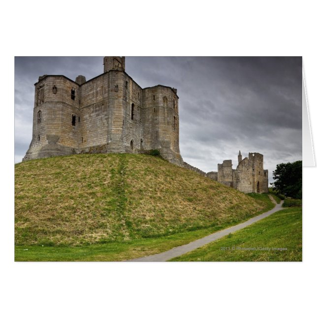 Warkworth Castle i Northumberland, England Hälsningskort (Framsidan Horizontal)