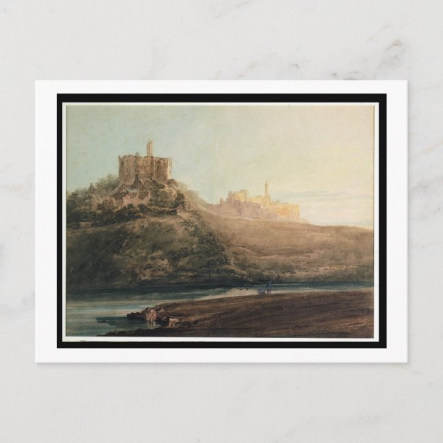 Warkworth Castle, Northumberland, c.1798 (w/c, gou Vykort (Framsida)