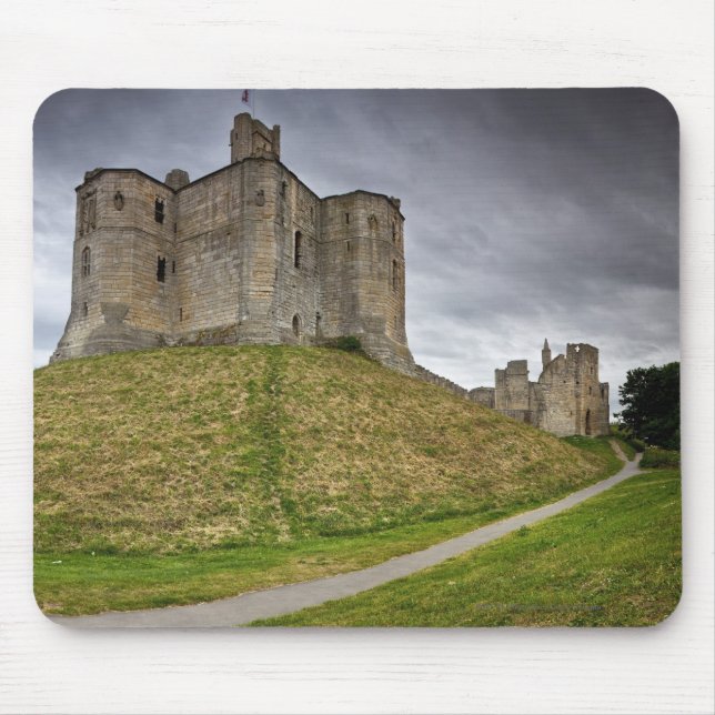 Warkworth slott i Northumberland, England Musmatta (Framsidan)