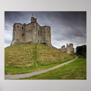 Warkworth slott i Northumberland, England Poster