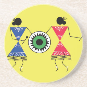 Warli Art design av keramiska prydnadsföremål Underlägg