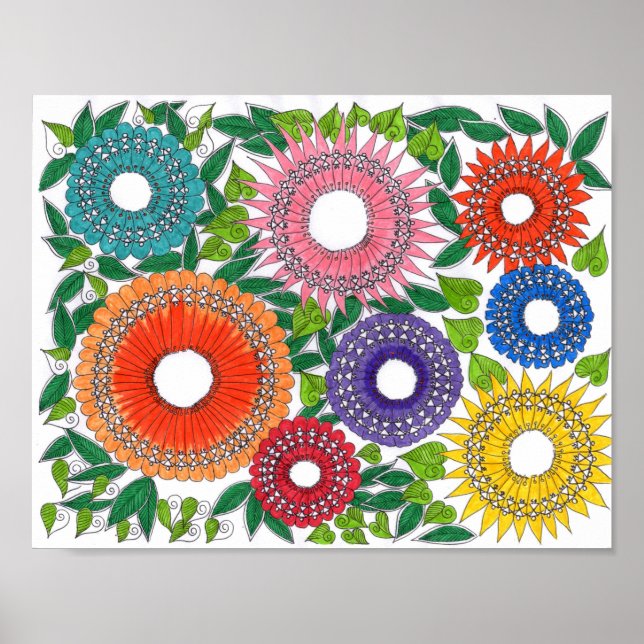 warli art färg poster (Framsidan)