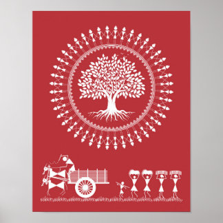 Warli Harmony: Livets träd och Landsbygdsbliss Pos Poster