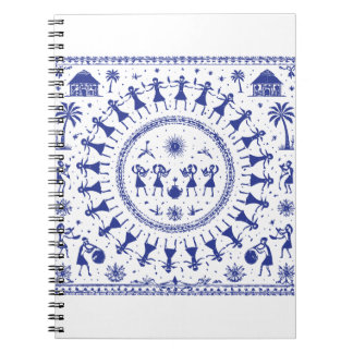 Warli-konst Indisk Tribal Illustration Anteckningsbok