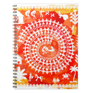 Warli-lackering - hand plockade traditionellt sett anteckningsbok
