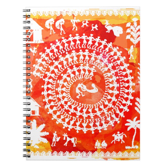 Warli-lackering - hand plockade traditionellt sett anteckningsbok (Framsidan)