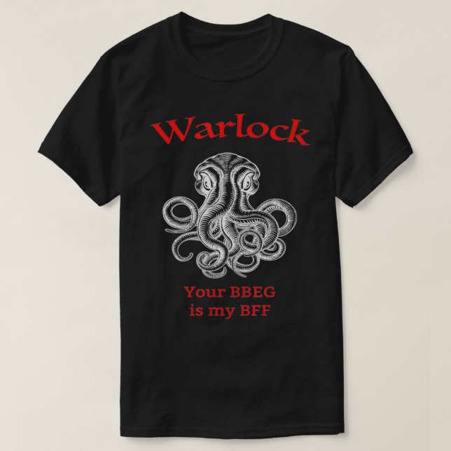 Warlock Class BFF Dungeons och RPG Dragons T Shirt (Design framsida)