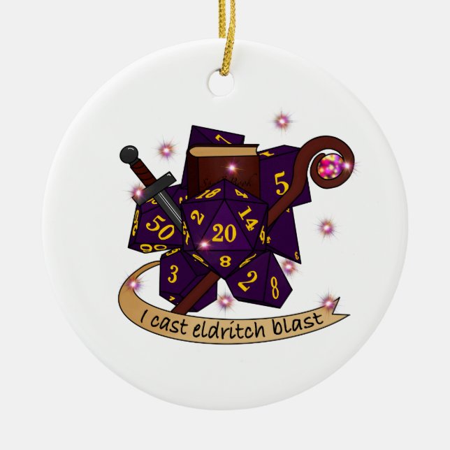 Warlock Dice Design Julgransprydnad Keramik (Framsidan)