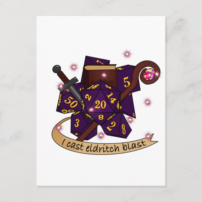 Warlock Dice Design Vykort (Framsida)