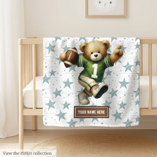 Warm American Football Nalle Blanket Småbarn Fleecefilt