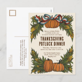 Warm Americana Harvest Thanksgiving Helg Vykort