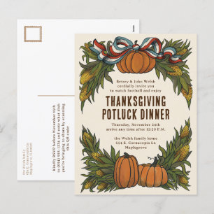 Warm Americana Harvest Thanksgiving Helg Vykort