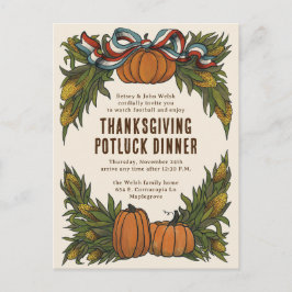 Warm Americana Harvest Thanksgiving Helg Vykort