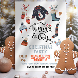 Warm and Cozy Winter Party Christmas Clothes Inbjudningar