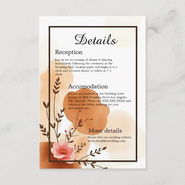 Warm Autumn Botanical Blommigts Tilläggskort (Framsida)