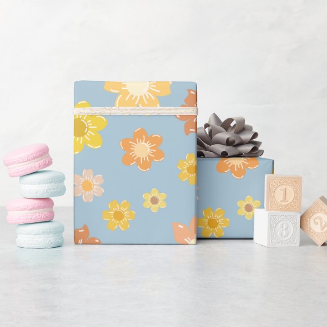 Warm Autumn Golden Flowers Seamless Thanksgiving Presentpapper (Baby Shower)