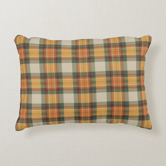 Warm Autumn Harvest Tartan Plaid Pattern Prydnadskudde (Framsidan)